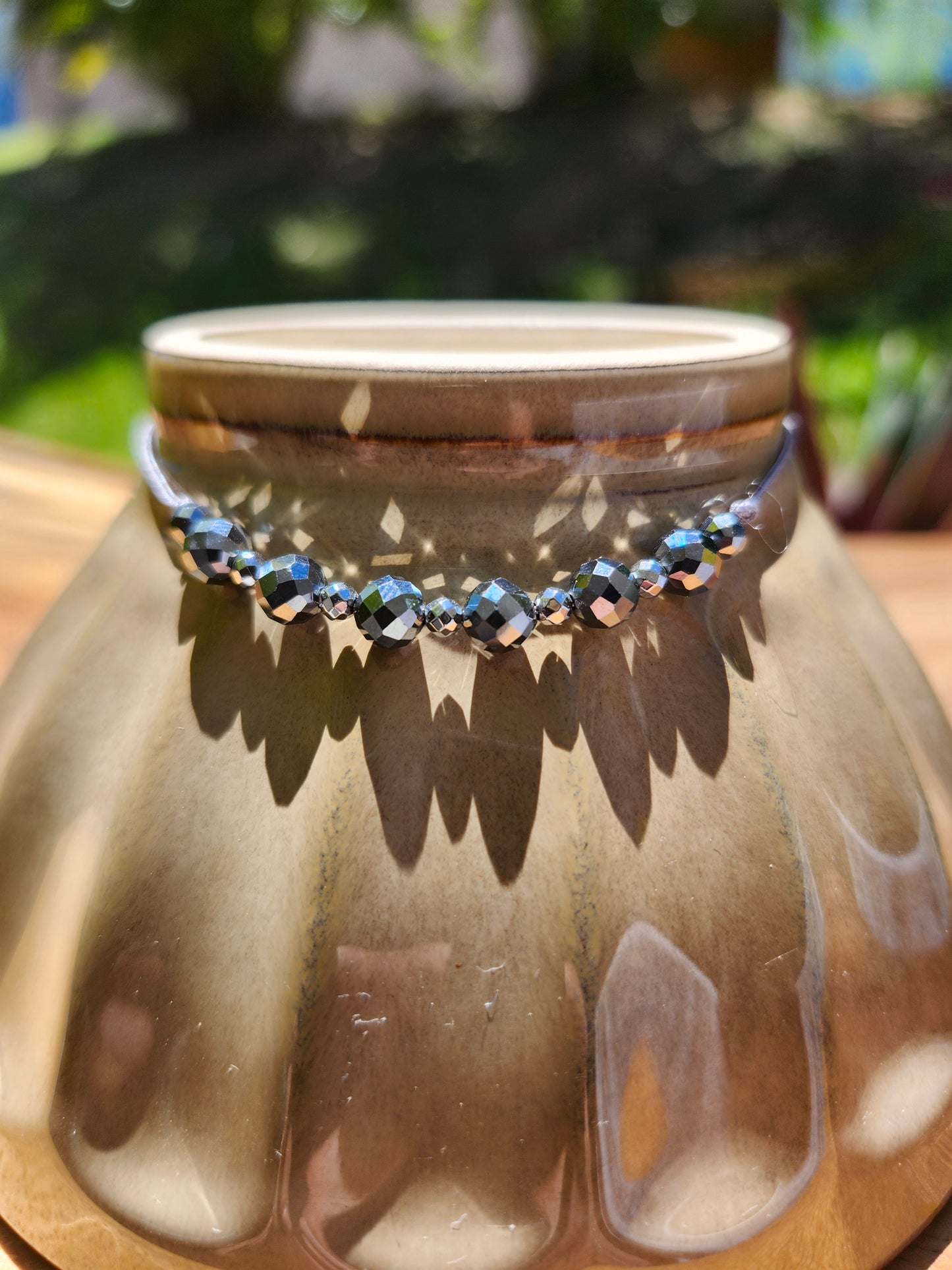 Bracelet réf. 24 : cordon réglable Silicium et Hématite
