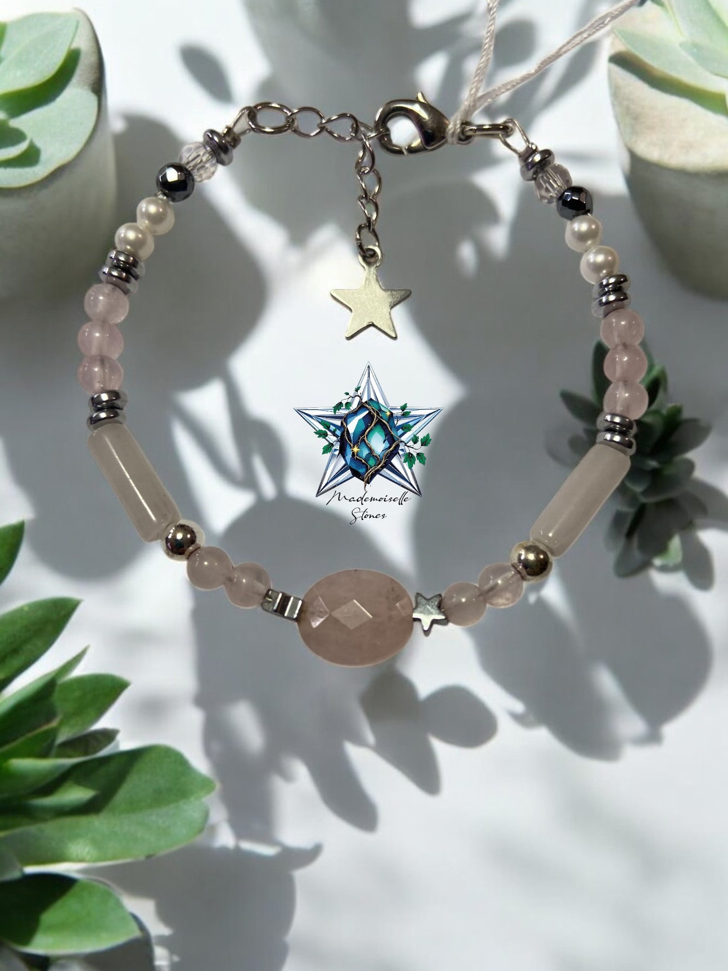 Bracelet réf. 5 : Pierres Quartz rose