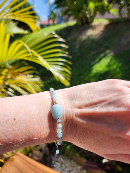 Bracelet ref 35 : Cordon réglable Amazonite et Hématite
