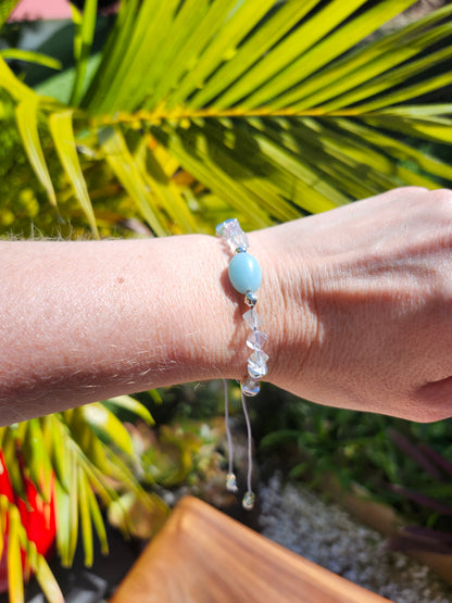 Bracelet ref 36 : Cordon réglable Amazonite et Fluorite