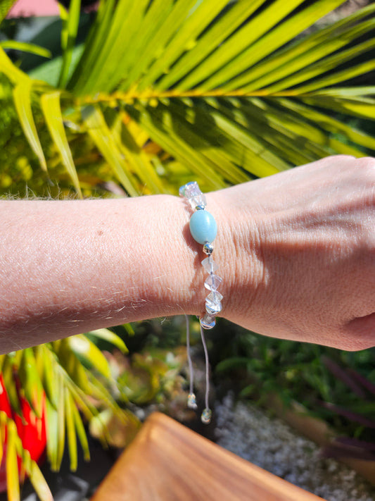Bracelet ref 36 : Cordon réglable Amazonite et Fluorite