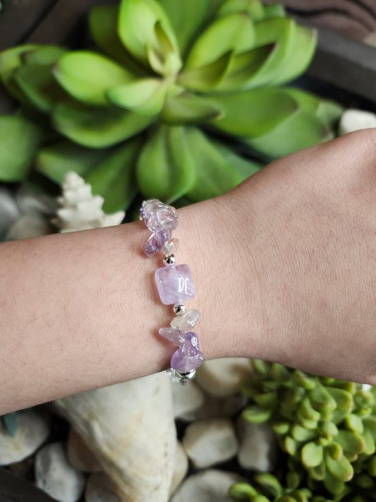 Bracelet ref 80 : Cordon réglable Amétrine, Fluorite et Hématite