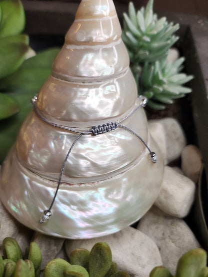 Bracelet ref 82 : Cordon réglable Quartz rose, Hématite