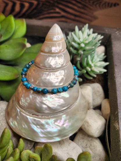 Bracelet ref 87 : Cordon réglable Jaspe bleue et hématite