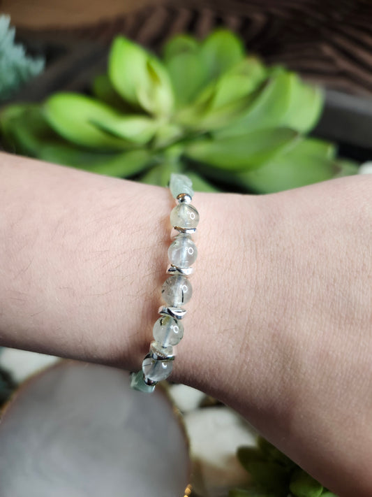 Bracelet ref 89 : Cordon réglable Précuite, Aventurine et Hématite