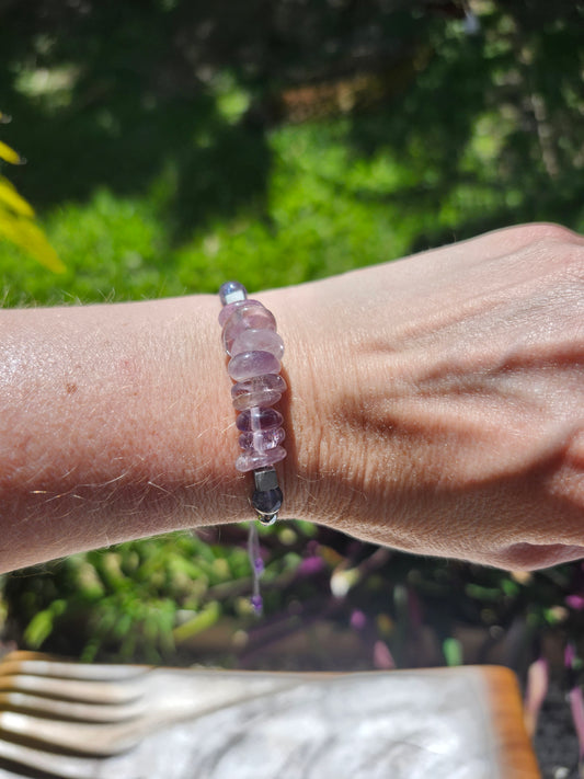 Bracelet réf. 10 : cordon réglable Améthyste et iolite