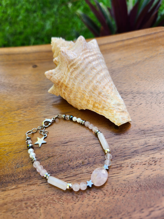 Bracelet réf. 5 : Pierres Quartz rose