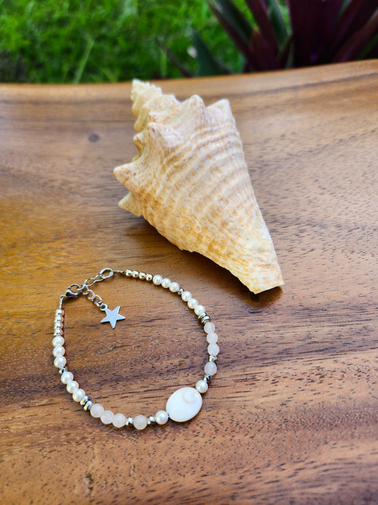 Bracelet réf. 4 : Pierres Quartz rose, œil de sainte Lucie et Hématite
